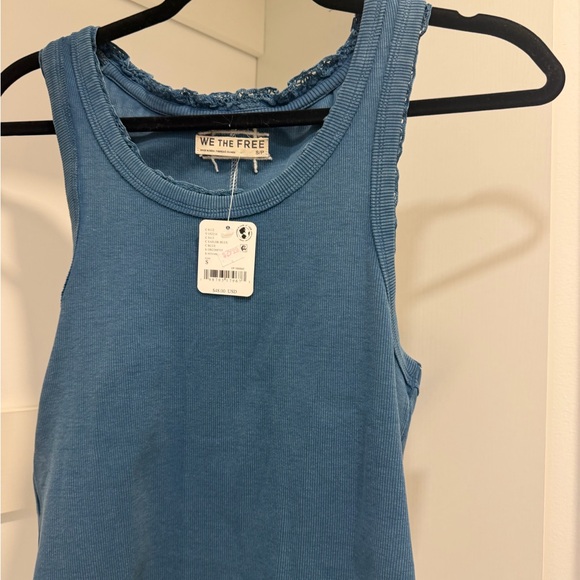 We The Free Tops - We The Free Blue Ribbed Scoop Tank